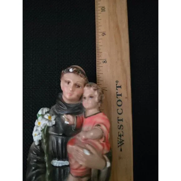 Vintage Saint Anthony Chalkware Statue w/ Child Jesus - Columbia Statuary ITALY - Picture 9 of 9